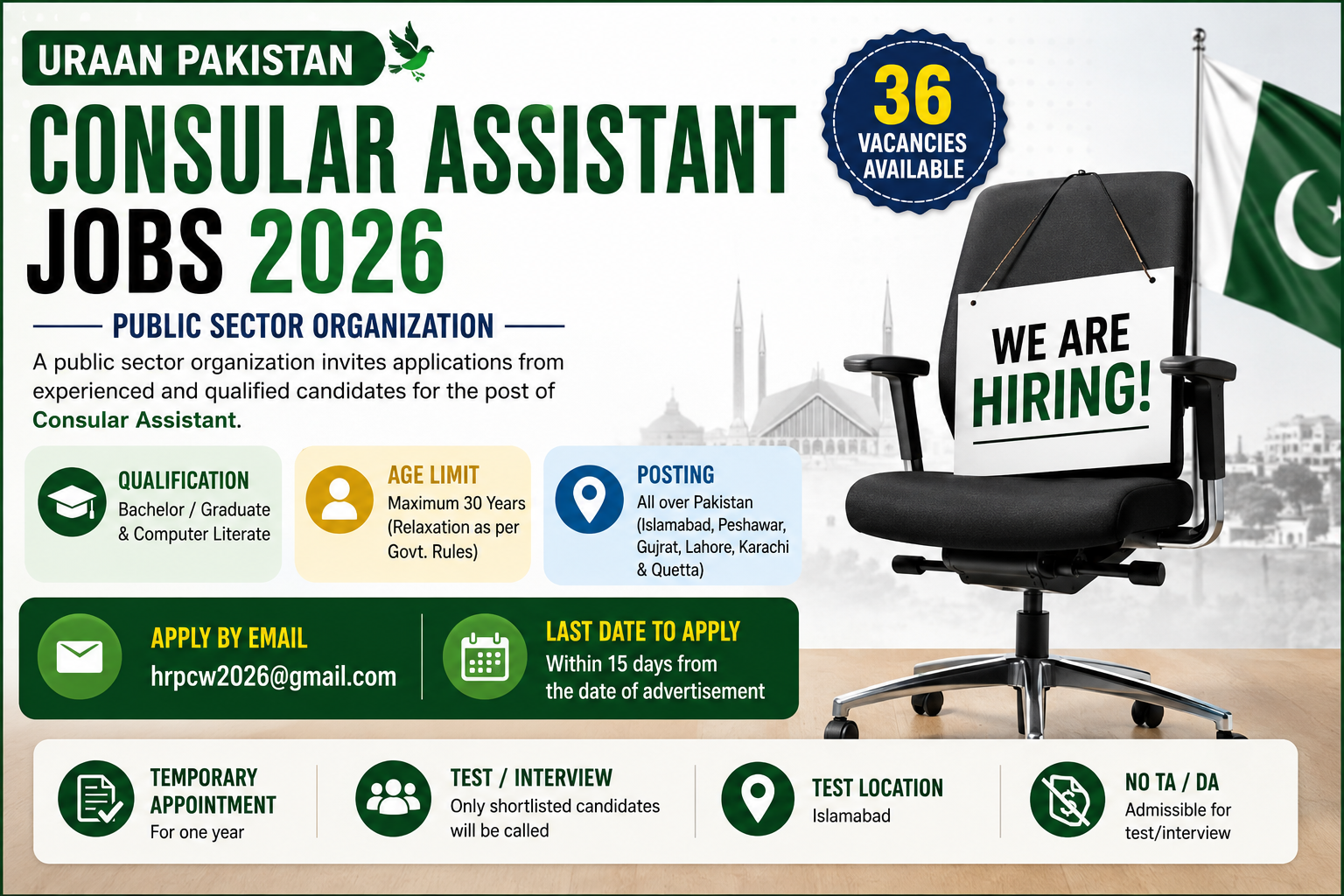 Consular Assistant – Public Sector Organization Jobs 2026 – Eligibility, Apply Online & Last Date
