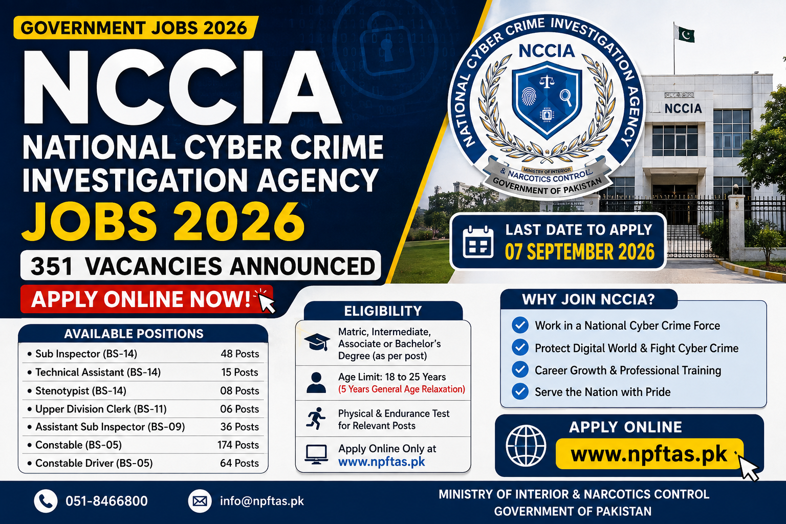 National Cyber Crime Investigation Agency NCCIA Jobs 2026 – Apply Online