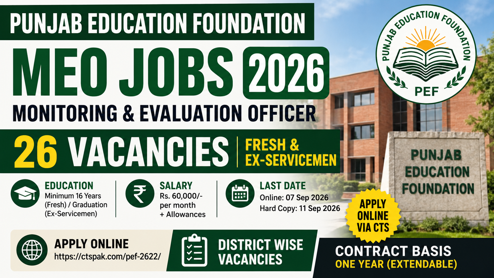 Punjab Education Foundation Jobs 2026 Online Apply