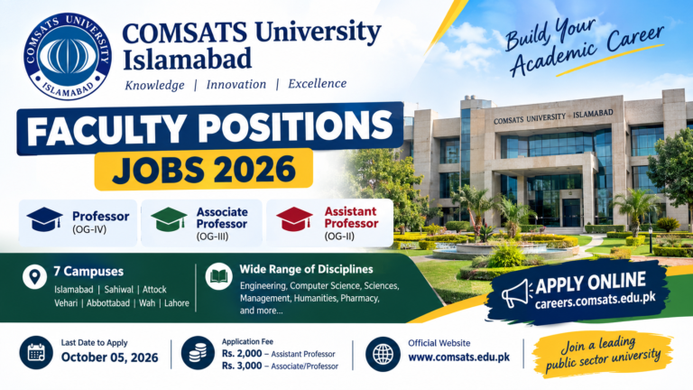 COMSATS University Islamabad Jobs 2026