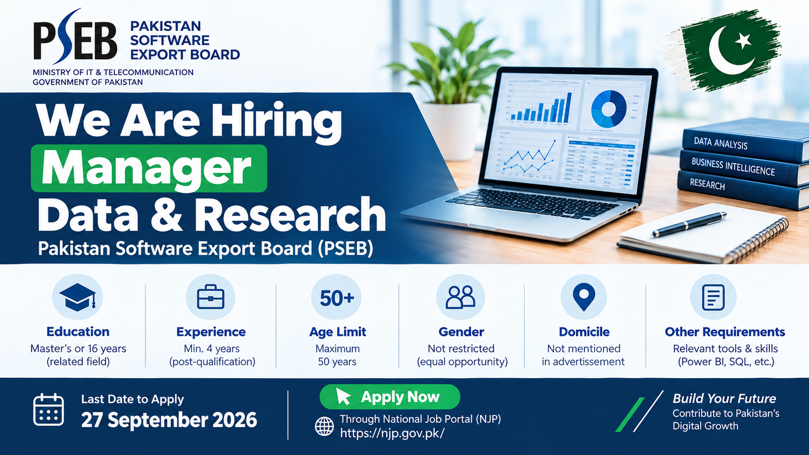PSEB Jobs 2026 – Manager Data & Research